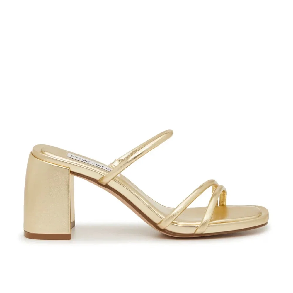 Steve Madden Gemeni Dress Sandals Women's US 6.5 Gold Metallic Slip-On GAL1250